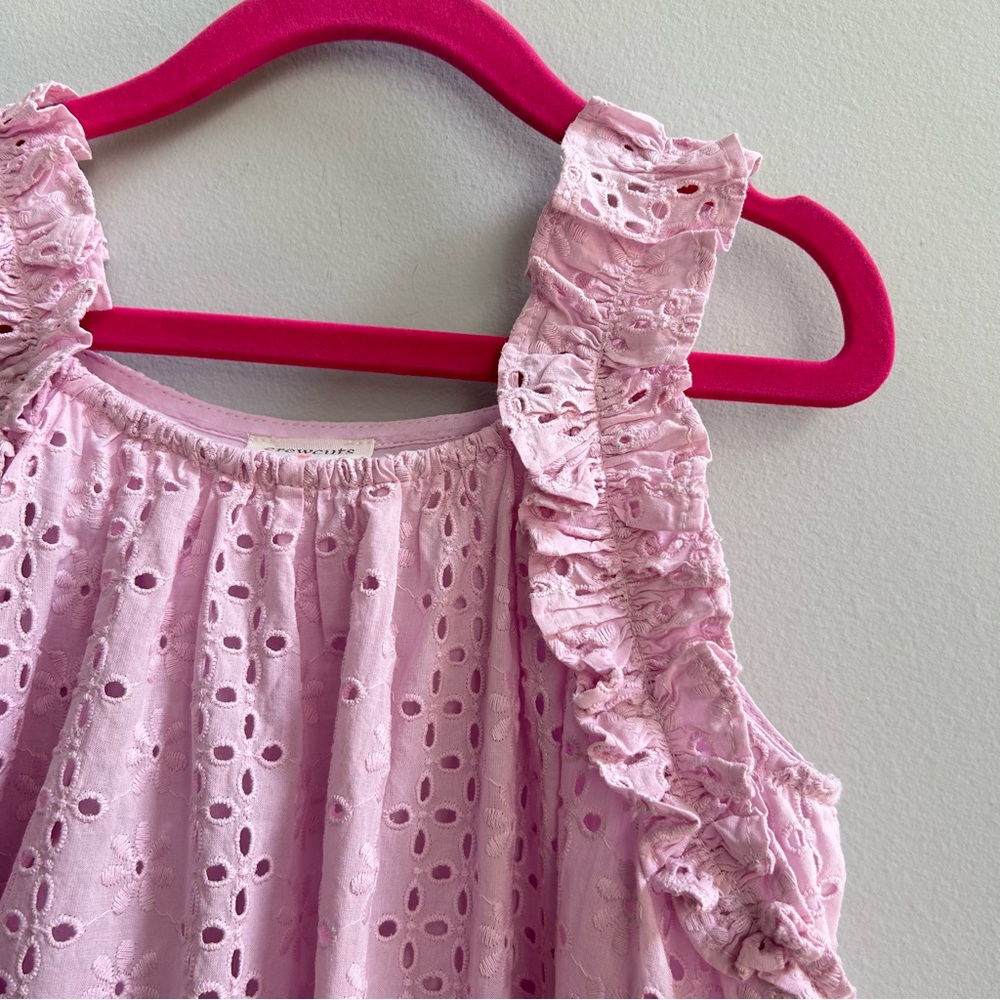 Crewcuts Girl Pink Eyelet-Embroidered Sleeveless Cotton Dress, Size 7 - Picture 3 of 7